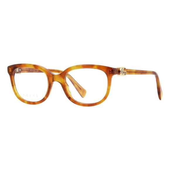 Gucci Rectangular Eyeglasses GG1075o-002 Light Havana Frame Full Rim Designer - Picture 2 of 6